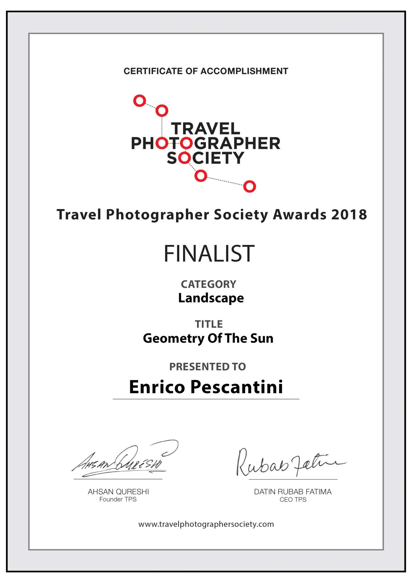 Travel Photography Society Awards 2018 finalist Enrico Pescantini
