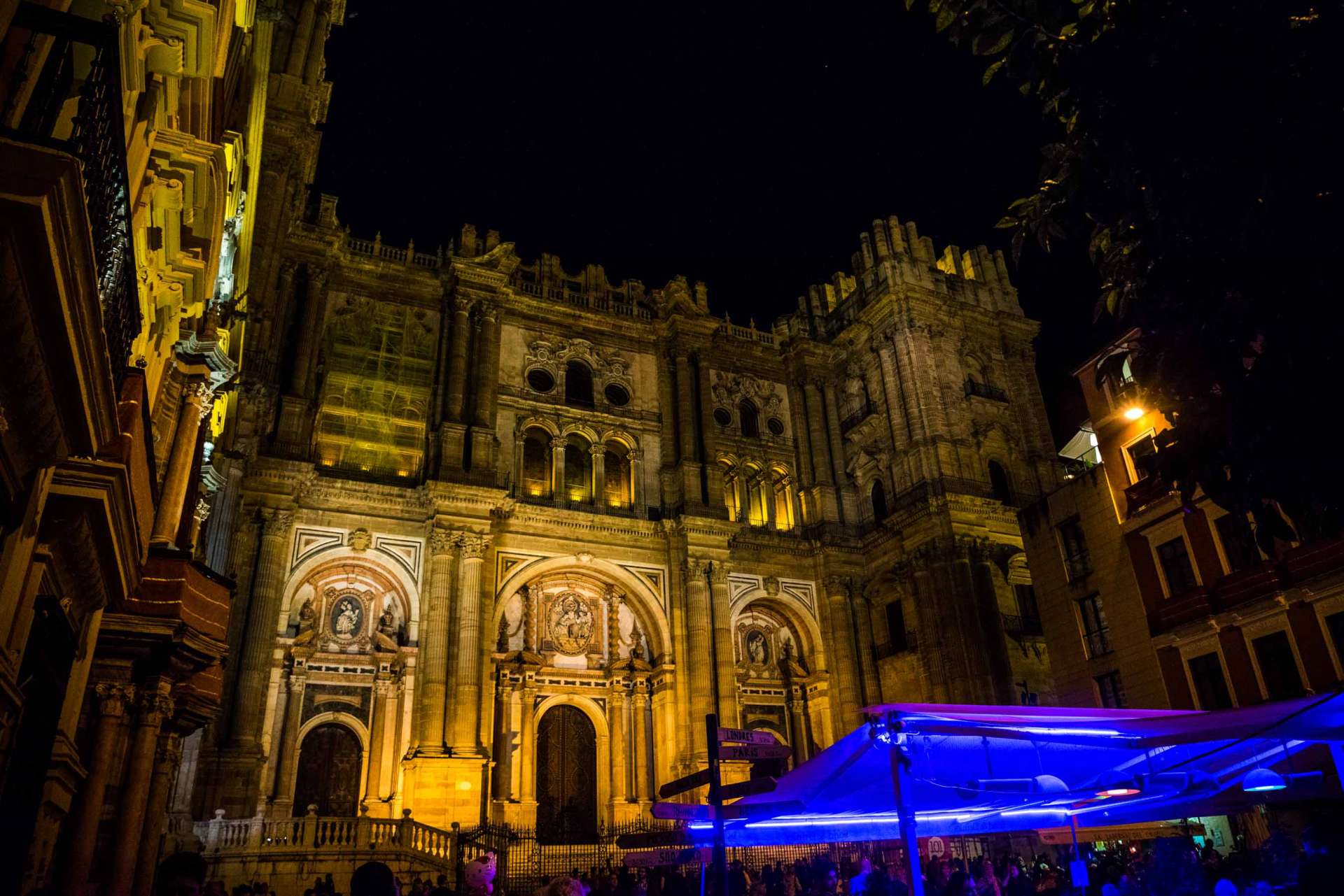Malaga Spain - Cathedral by night