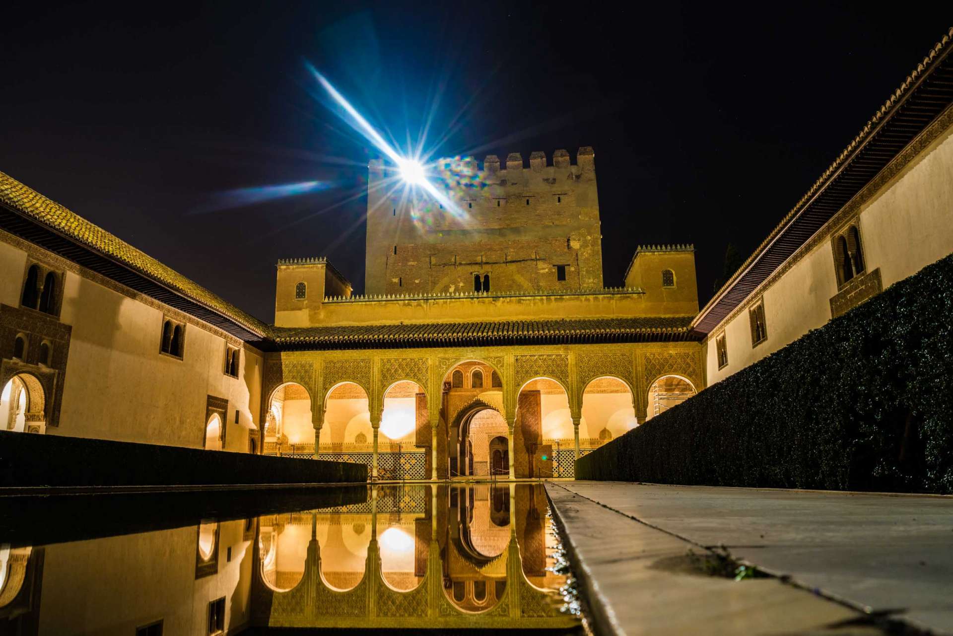 Granada Alhambra - by night - Court of the Myrtles