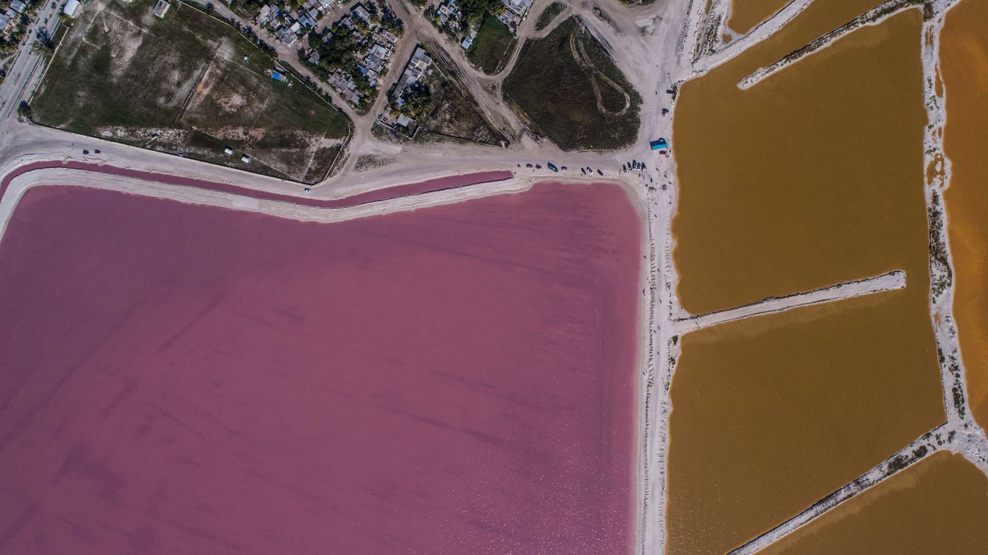 Pink lagoons Las Coloradas Yucatan Mexico Aerial View by drone Enrico Pescantini 4