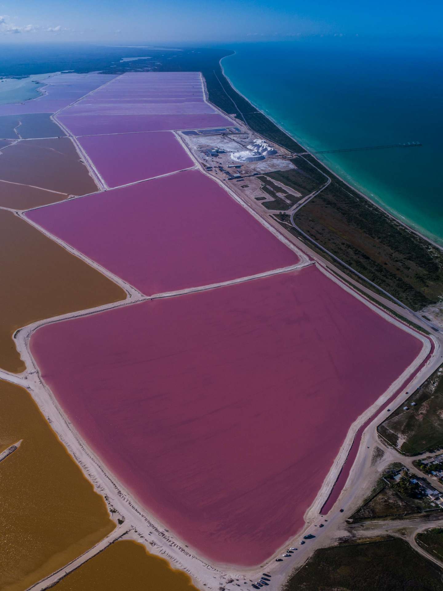 Pink lagoons Las Coloradas Yucatan Mexico Aerial View by drone Enrico Pescantini 5