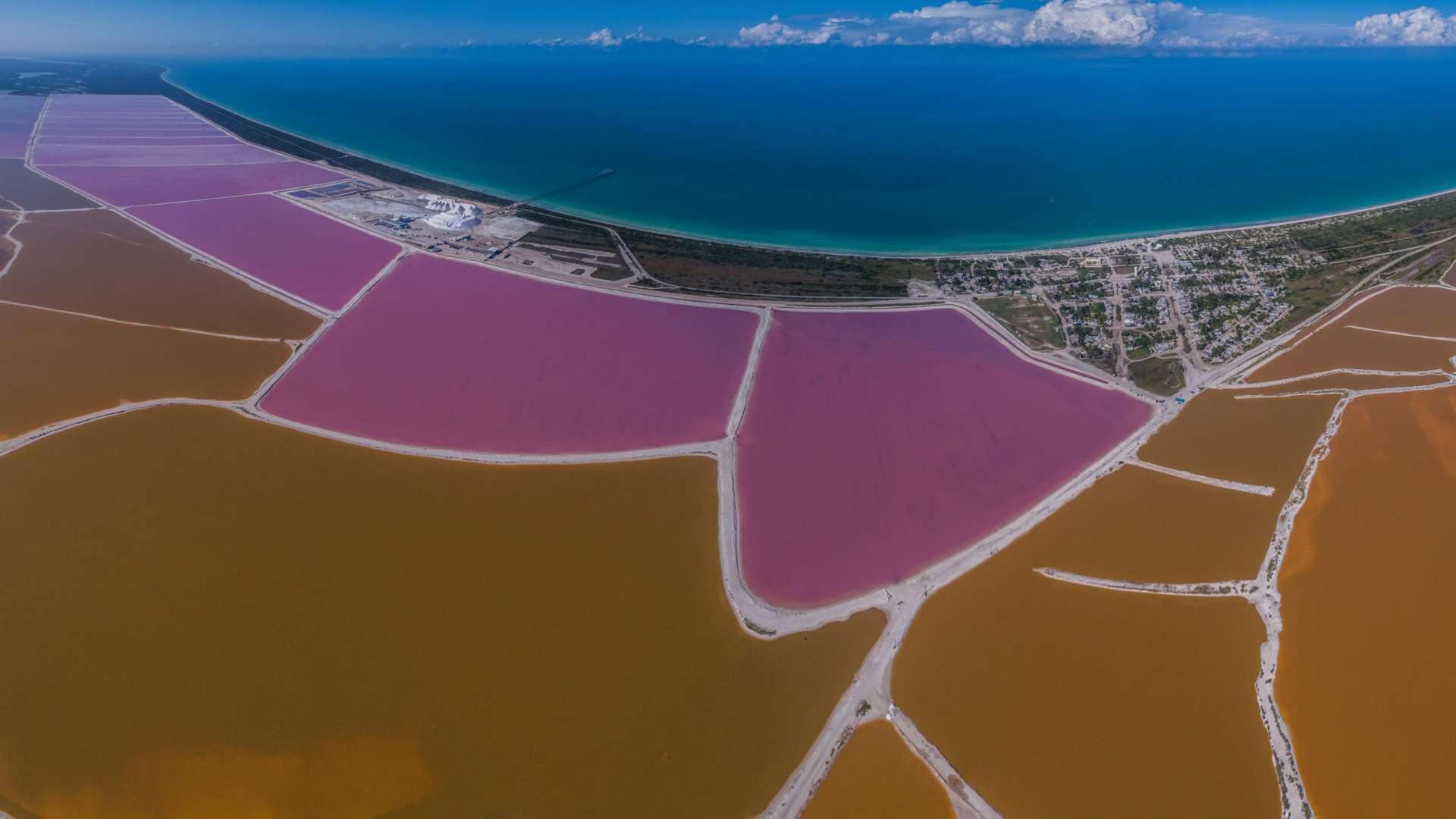 Pink lagoons Las Coloradas Yucatan Mexico Aerial View by drone Enrico Pescantini 6
