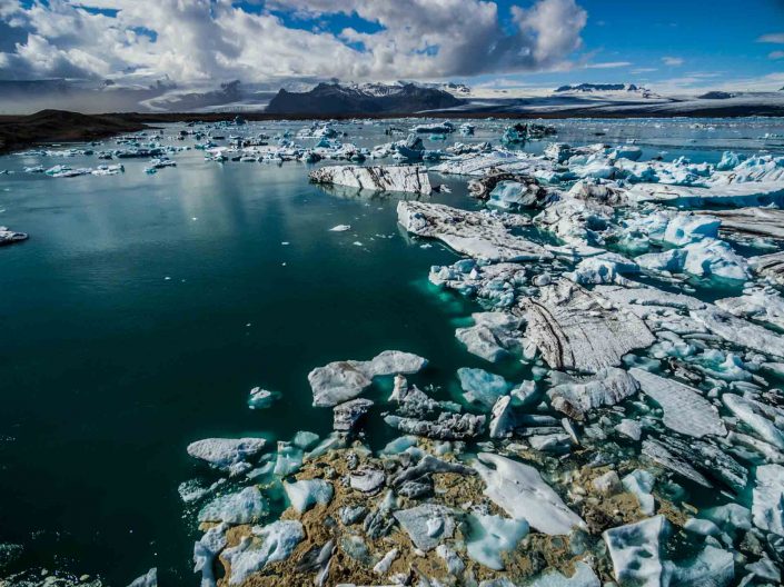 Iceland by Drone Jökulsárlón icebergs