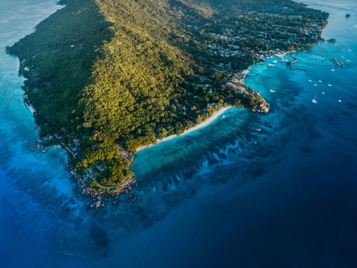 Seychelles La Digue Island drone aerial view enrico pescantini from above