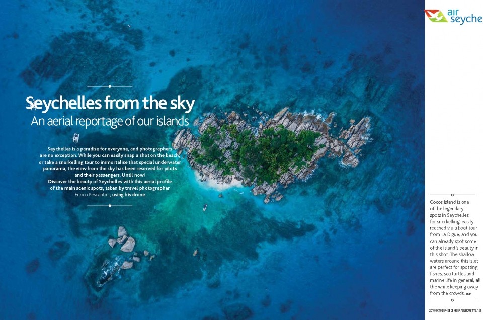 Seychelles From Above Air Seychelles Silhouette inflight magazine drone reportage enrico pescantini COVER