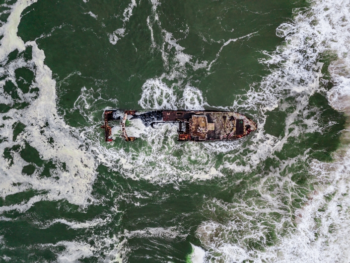 Namibia Enrico Pescantini Travel Photographer drone aerial from above skeleton coast shipwreck