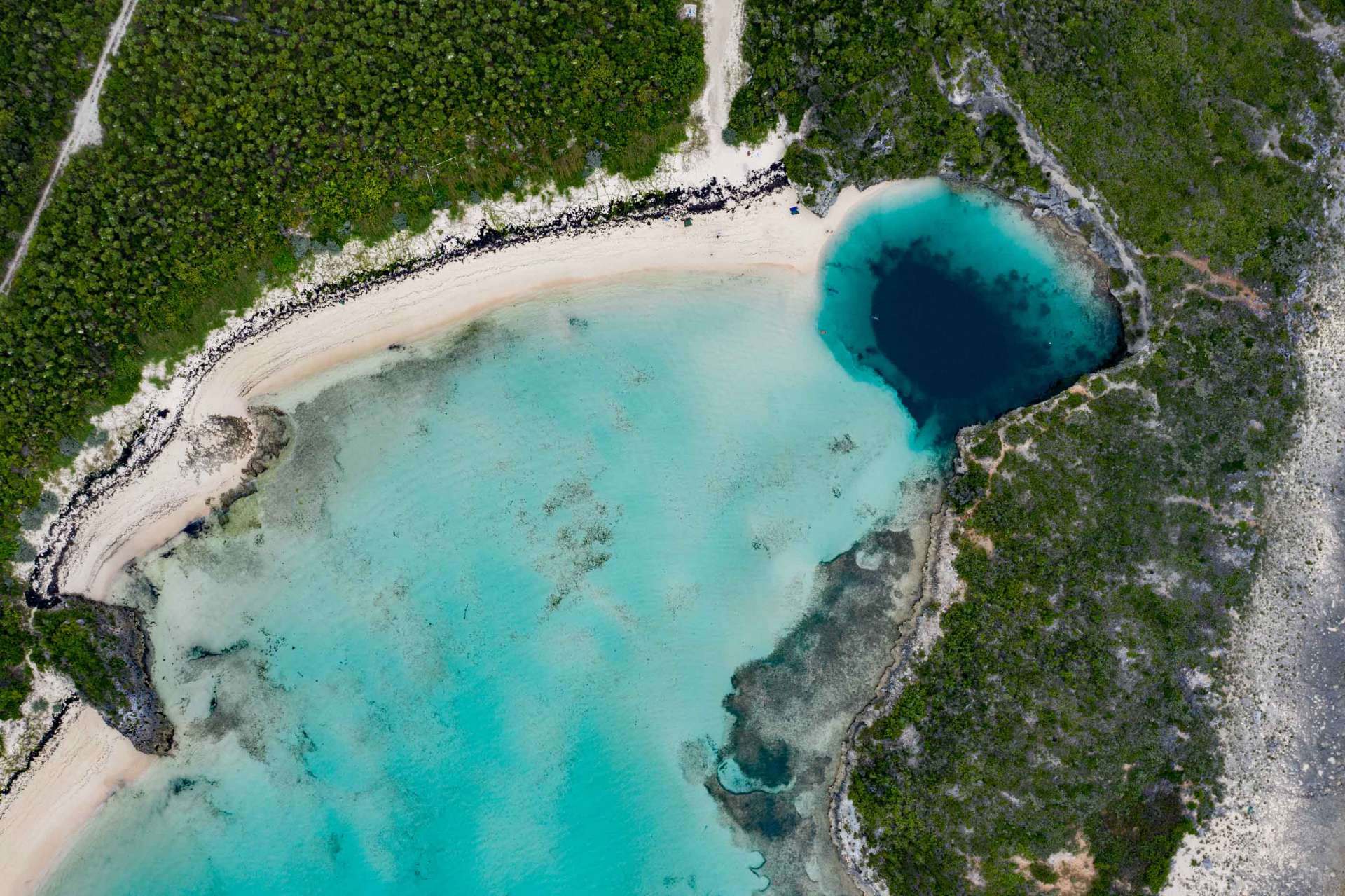 Bahamas Long Island Dean's Blue Hole aerial drone photography 2