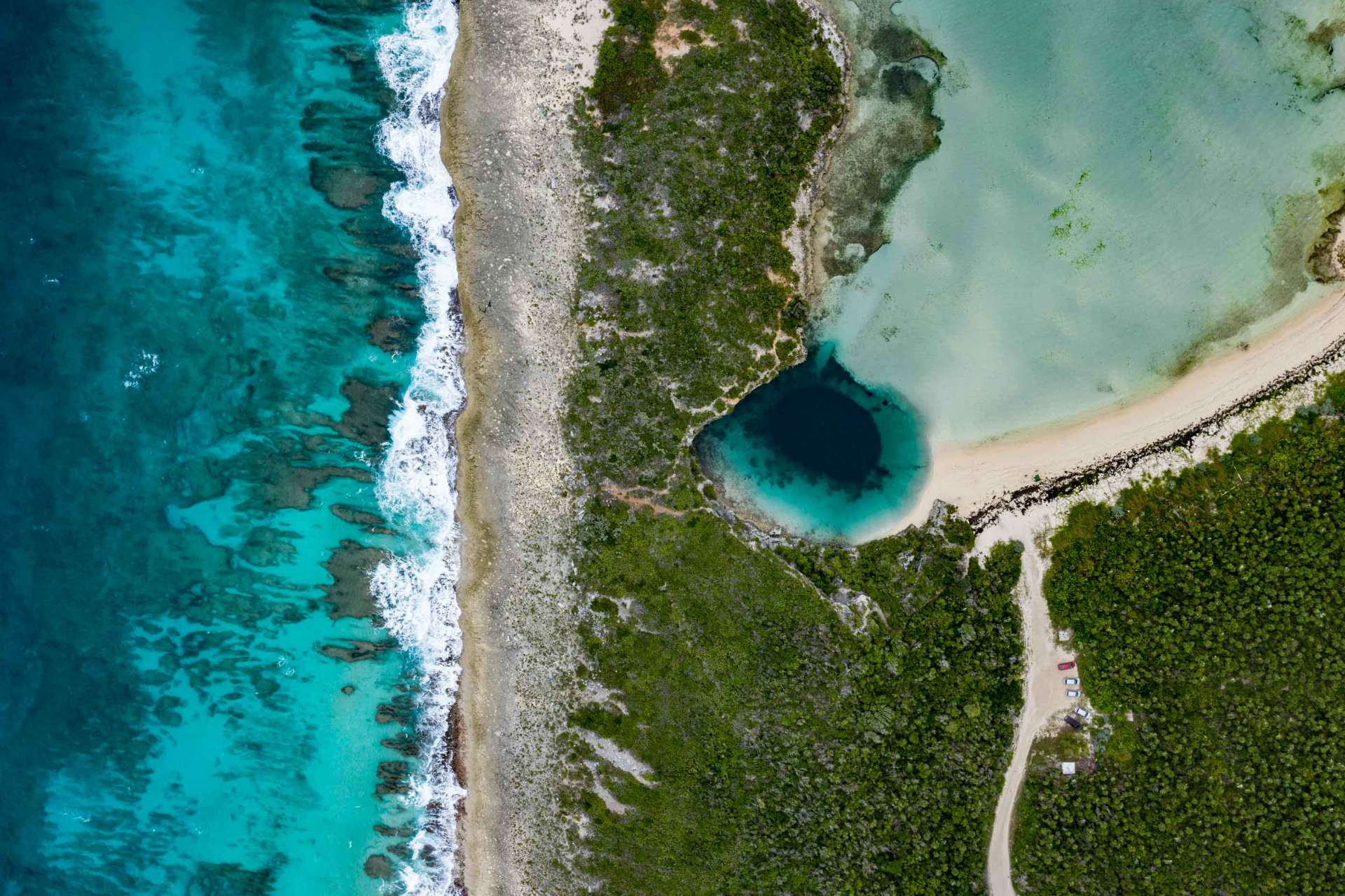 Bahamas Long Island Dean's Blue Hole aerial drone photography 3