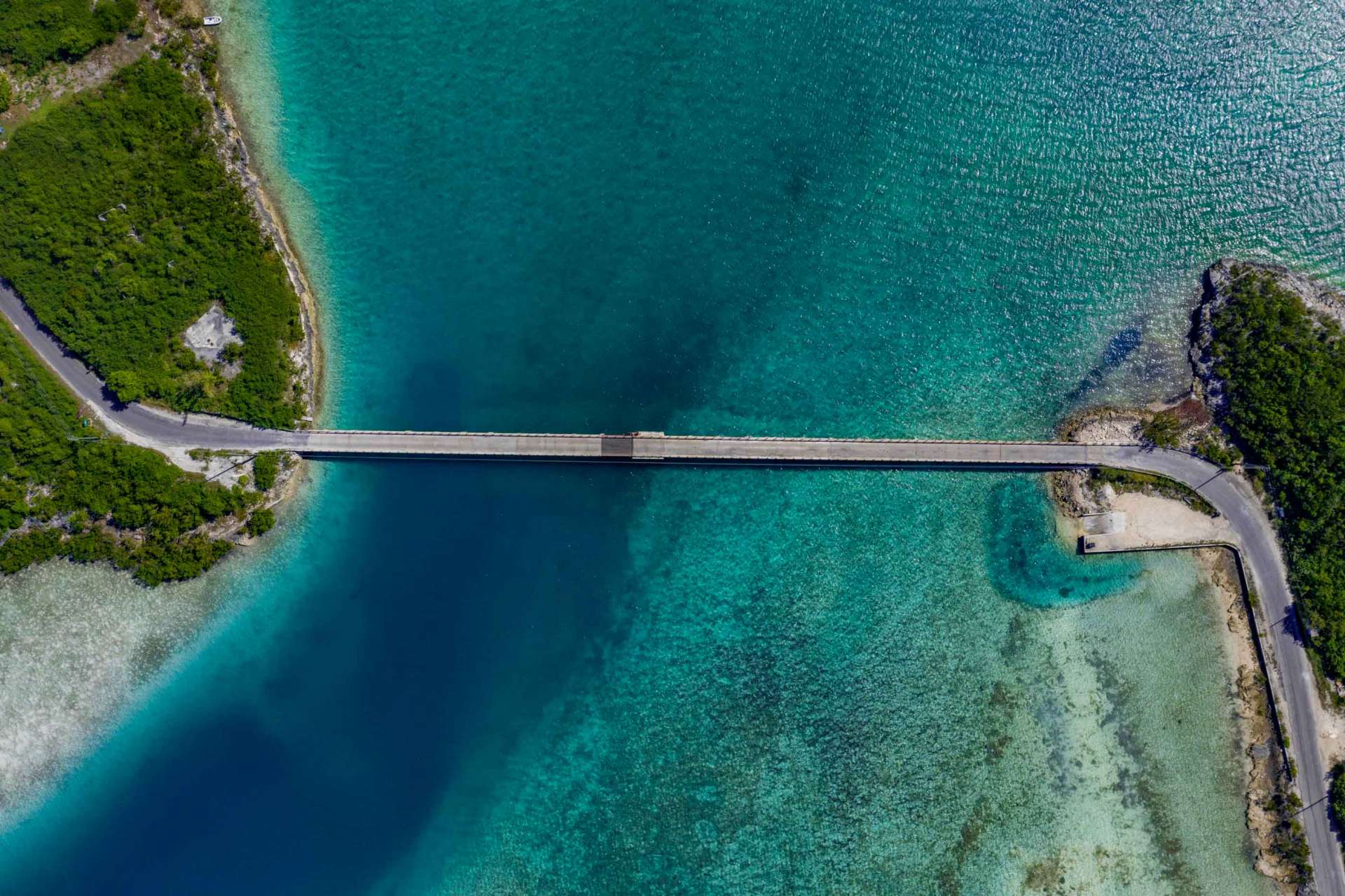Exuma Cays Bahamas drone aerial view bridge