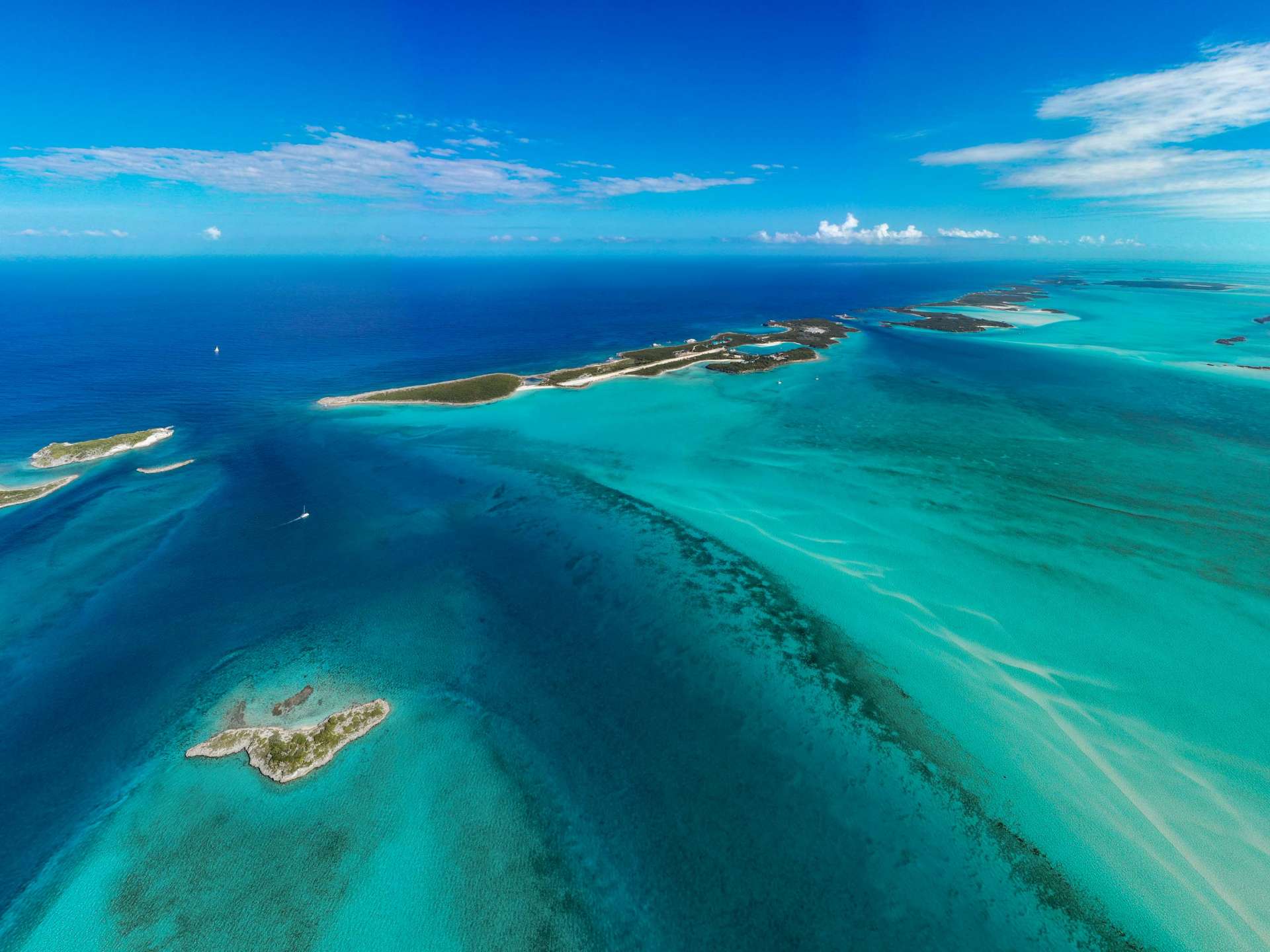 Exuma Cays Bahamas drone aerial view