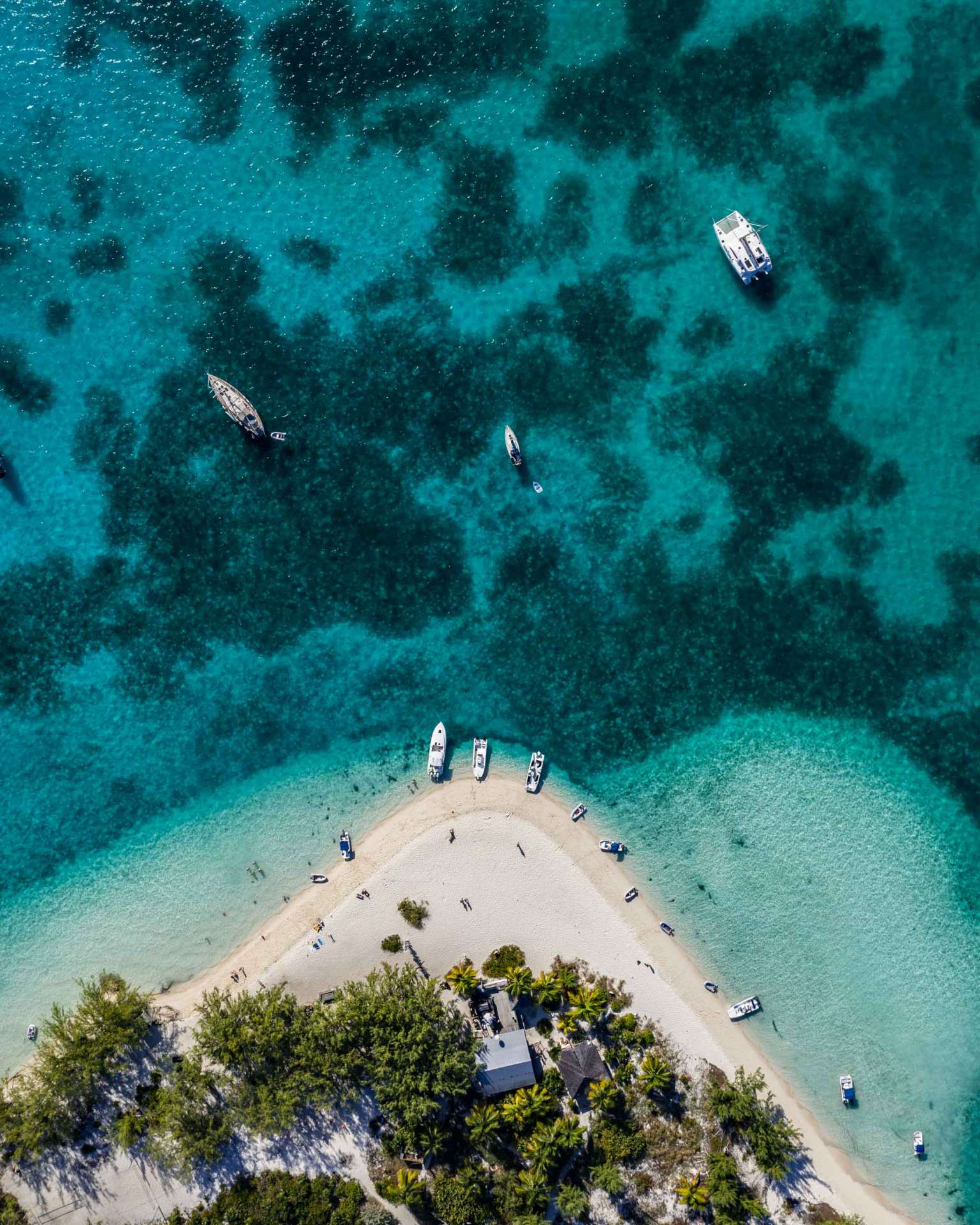 aerial view drone Chat N Chill Stocking Island Exuma Bahamas