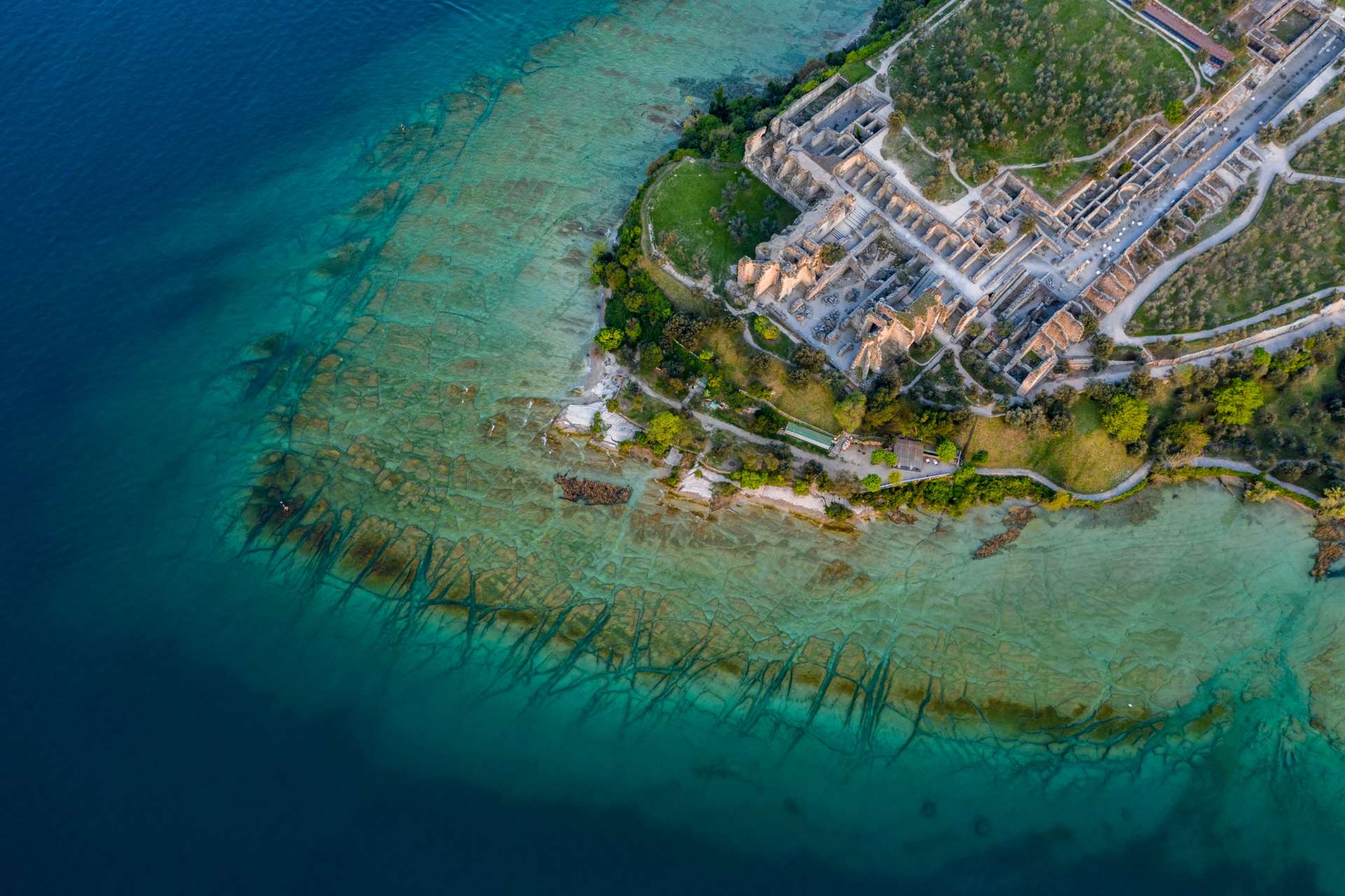 Grotto of Catullus Sirmione Lake of Garda Aerial Drone View 3