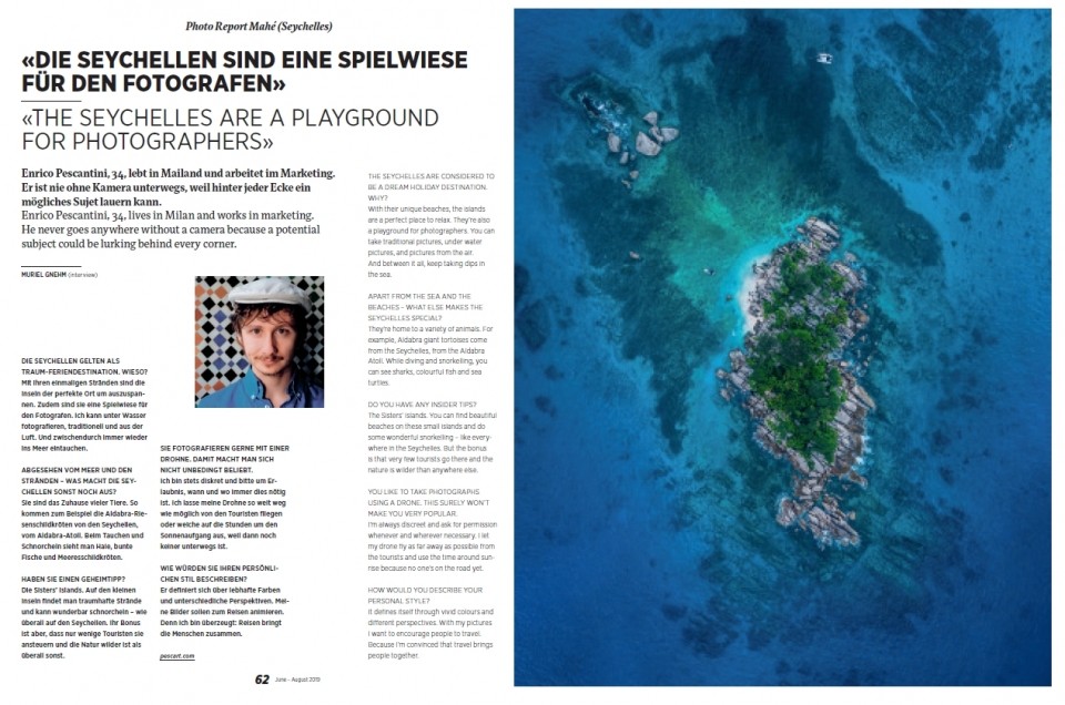 My interview on Edelweiss Travel Magazine of August 2019!