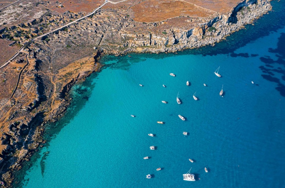 Egadi Islands in Sicily: Levanzo, Favignana and Marettimo from drone