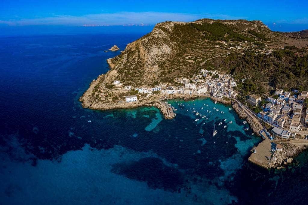 Levanzo town Panorama Drone