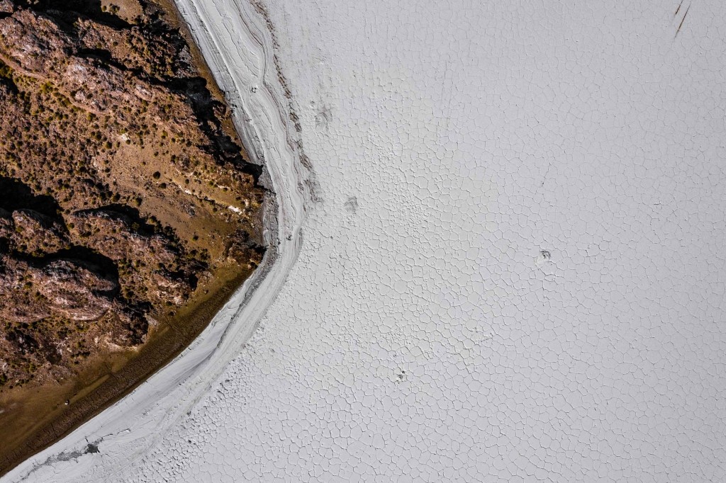 Salar de Uyuni Bolivia world largest salt flat aerial drone view