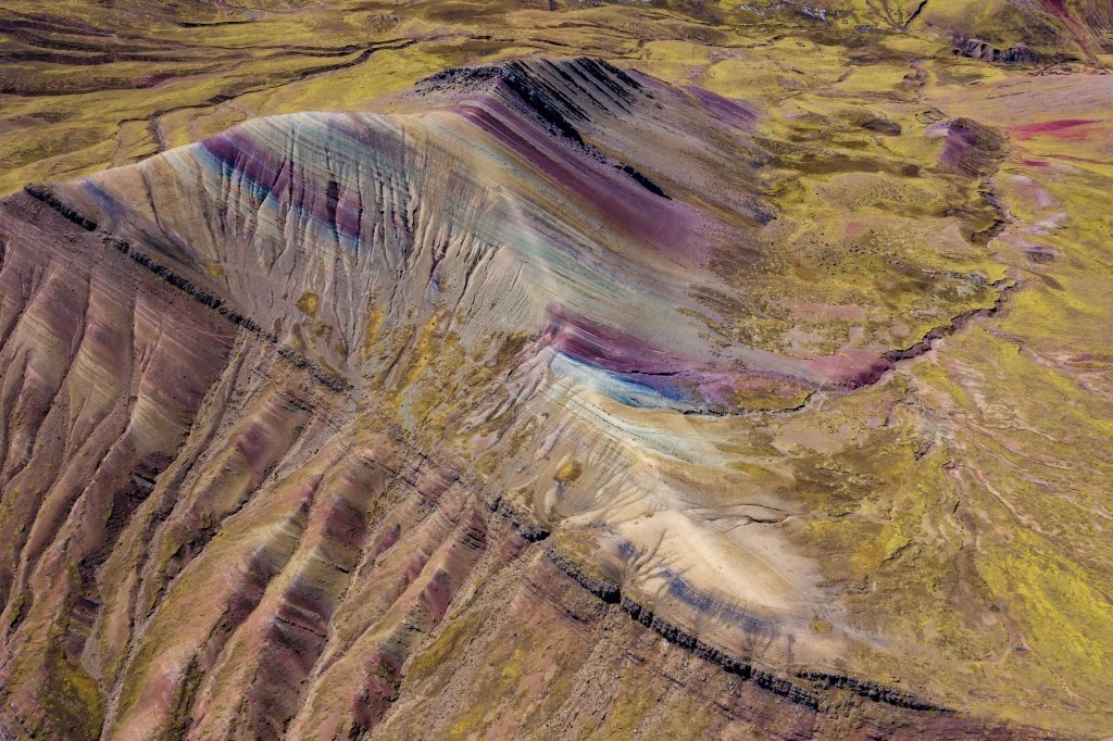 Palcoyo Rainbow Mountain Cusco Peru Aerial Drone