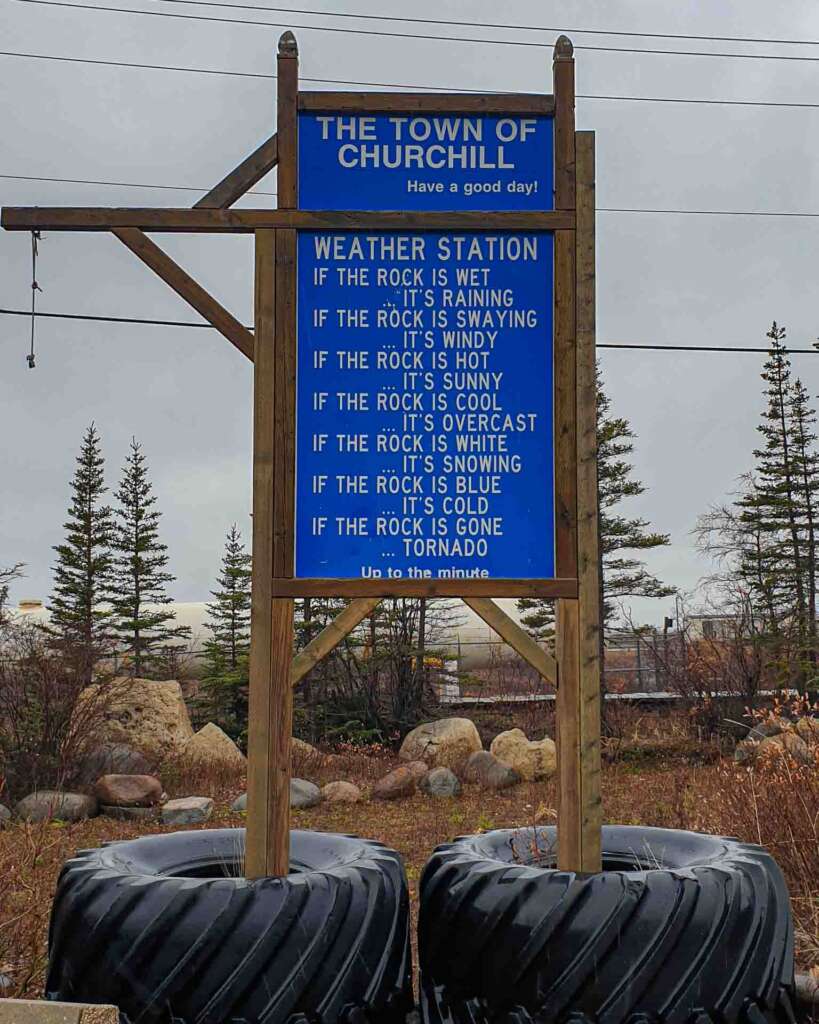 Churchill Manitoba Canada weather station post sign
