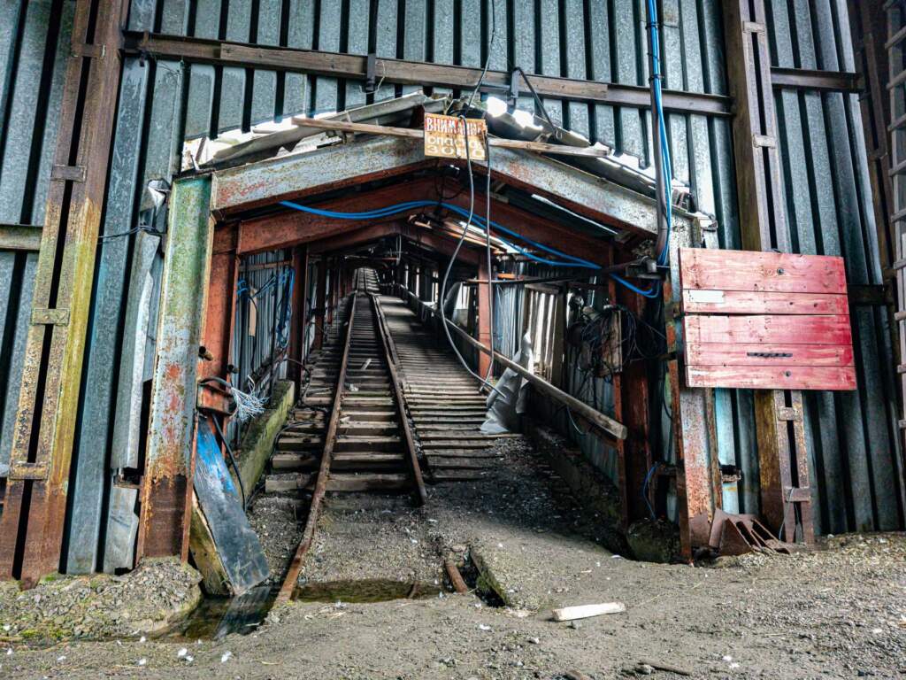 inside pyramiden coal mine