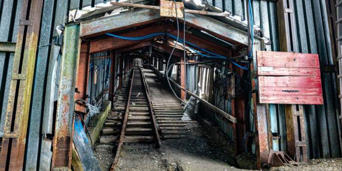 inside pyramiden coal mine