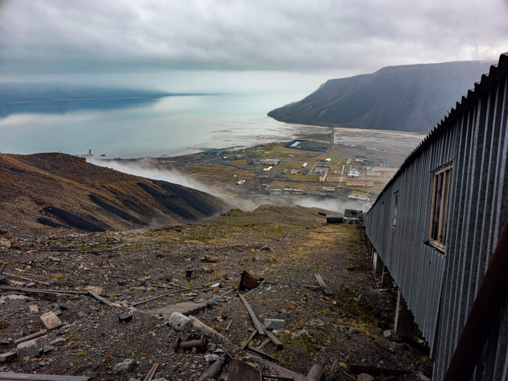 view of pyramiden town from one of the many stops